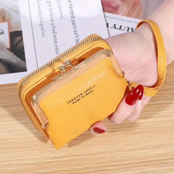 Women's Wallet Coin Purse Credit Card Holder Wallet PU Leather Shopping Daily Zipper Waterproof Lightweight Durable Solid Color Black Yellow Pink