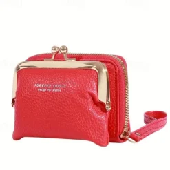 Women's Wallet Coin Purse Credit Card Holder Wallet PU Leather Shopping Daily Zipper Waterproof Lightweight Durable Solid Color Black Yellow Pink