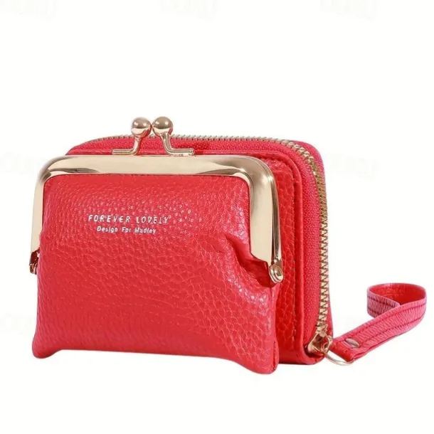 Women's Wallet Coin Purse Credit Card Holder Wallet PU Leather Shopping Daily Zipper Waterproof Lightweight Durable Solid Color Black Yellow Pink