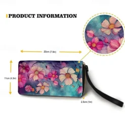 Women's Wallet Coin Purse Credit Card Holder Wallet PU Leather Shopping Daily Holiday Zipper Large Capacity Durable Flowers Light Red Purple