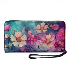 Women's Wallet Coin Purse Credit Card Holder Wallet PU Leather Shopping Daily Holiday Zipper Large Capacity Durable Flowers Light Red Purple