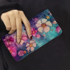 Women's Wallet Coin Purse Credit Card Holder Wallet PU Leather Shopping Daily Holiday Zipper Large Capacity Durable Flowers Light Red Purple