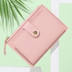 Women's Wallet Credit Card Holder Wallet PU Leather Daily Holiday Zipper Large Capacity Waterproof Lightweight Solid Color Black Pink Light Red