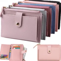 Women's Wallet Credit Card Holder Wallet PU Leather Daily Holiday Zipper Large Capacity Waterproof Lightweight Solid Color Black Pink Light Red