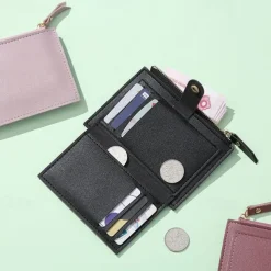 Women's Wallet Credit Card Holder Wallet PU Leather Daily Holiday Zipper Large Capacity Waterproof Lightweight Solid Color Black Pink Light Red