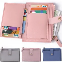 Women's Wallet Credit Card Holder Wallet PU Leather Daily Holiday Zipper Large Capacity Waterproof Lightweight Solid Color Black Pink Light Red