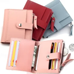 Women's Wallet Credit Card Holder Wallet PU Leather Daily Holiday Zipper Large Capacity Waterproof Lightweight Solid Color Black Pink Light Red