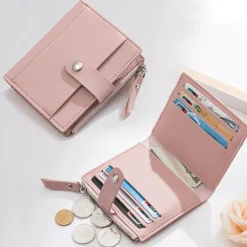 Women's Wallet Credit Card Holder Wallet PU Leather Daily Holiday Zipper Large Capacity Waterproof Lightweight Solid Color Black Pink Light Red