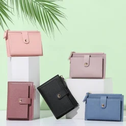 Women's Wallet Credit Card Holder Wallet PU Leather Daily Holiday Zipper Large Capacity Waterproof Lightweight Solid Color Black Pink Light Red