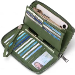 Women's Wallet Mobile Phone Bag PU Leather Outdoor Daily Zipper Large Capacity Lightweight Durable Solid Color Almond Wine Red Black