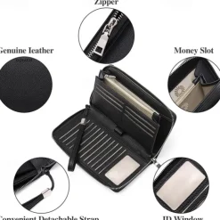 Women's Wallet Mobile Phone Bag PU Leather Outdoor Daily Zipper Large Capacity Lightweight Durable Solid Color Almond Wine Red Black