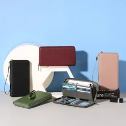 Women's Wallet Mobile Phone Bag PU Leather Outdoor Daily Zipper Large Capacity Lightweight Durable Solid Color Almond Wine Red Black