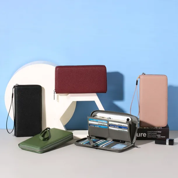 Women's Wallet Mobile Phone Bag PU Leather Outdoor Daily Zipper Large Capacity Lightweight Durable Solid Color Almond Wine Red Black