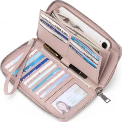 Women's Wallet Mobile Phone Bag PU Leather Outdoor Daily Zipper Large Capacity Lightweight Durable Solid Color Almond Wine Red Black