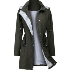 Women's Waterproof Hiking Jacket Rain Jacket Winter Outdoor Trench Raincoat with Hood Thermal Warm Windproof Lightweight Outerwear Trench Coat Top Fishing Climbing Running Blue Green Black