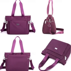 Women's Waterproof Nylon Shoulder Bag – Large Capacity Tote with Detachable Strap for Travel, Work, and Daily Use