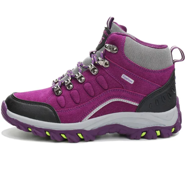 Women's Waterproof Purple Hiking Boots with Lace-Up Closure and Cushioned Sole - Ideal for Outdoor Adventures