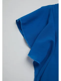 Women's Wedding Guest Cocktail Party Dress Midi Chiffon Dress Wine Blue Green Short Sleeve Solid Color Ruffle Crew Neck Evening Summer Spring Fall