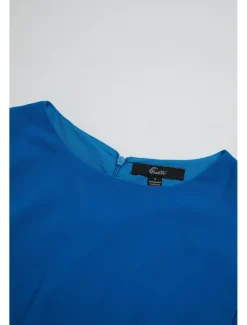 Women's Wedding Guest Cocktail Party Dress Midi Chiffon Dress Wine Blue Green Short Sleeve Solid Color Ruffle Crew Neck Evening Summer Spring Fall