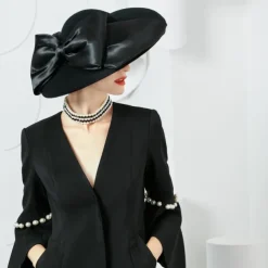 Women's Wedding Party Hats Elegant Classical Feminine Style Wool Silk Hats Headpiece for Tea Party Ladies Day Headpiece Headwear