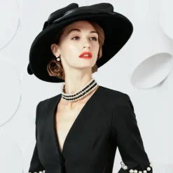 Women's Wedding Party Hats Elegant Classical Feminine Style Wool Silk Hats Headpiece for Tea Party Ladies Day Headpiece Headwear