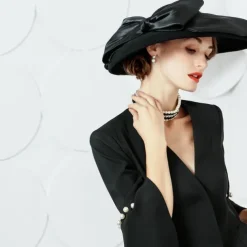 Women's Wedding Party Hats Elegant Classical Feminine Style Wool Silk Hats Headpiece for Tea Party Ladies Day Headpiece Headwear