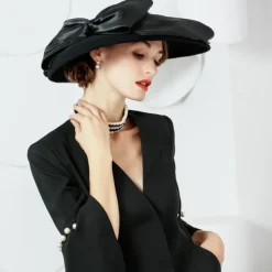 Women's Wedding Party Hats Elegant Classical Feminine Style Wool Silk Hats Headpiece for Tea Party Ladies Day Headpiece Headwear
