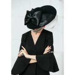 Women's Wedding Party Hats Elegant Classical Feminine Style Wool Silk Hats Headpiece for Tea Party Ladies Day Headpiece Headwear