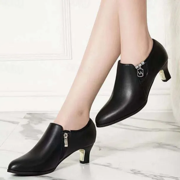 Women's White Ankle Booties – Pointed Toe High Heel Dress Boots with Zipper Detail for Elegant Office Wear, Parties & Fall Outfits