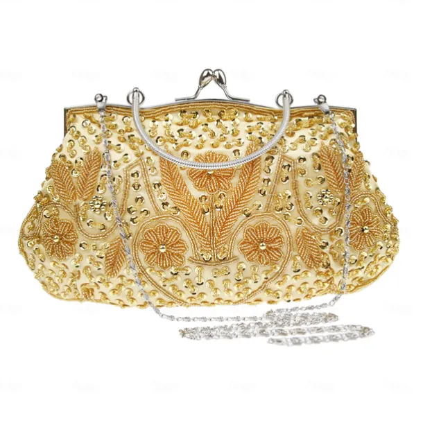 Women's White Beaded Evening Clutch Purse – Vintage Sequin Embroidered Handbag for Weddings, Formal Events, and Cocktail Parties