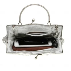 Women's White Beaded Evening Clutch Purse – Vintage Sequin Embroidered Handbag for Weddings, Formal Events, and Cocktail Parties