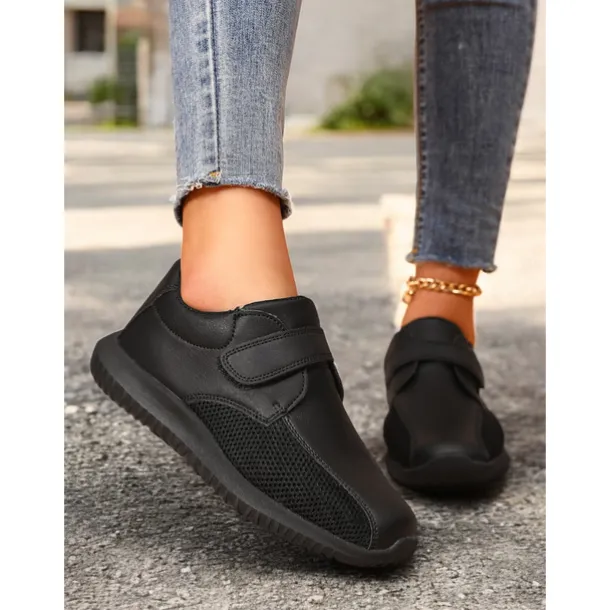 Women's White Breathable Mesh Sneakers with Velcro Strap – Lightweight Athletic Shoes for Walking and Fitness