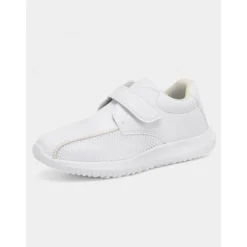 Women's White Breathable Mesh Sneakers with Velcro Strap – Lightweight Athletic Shoes for Walking and Fitness