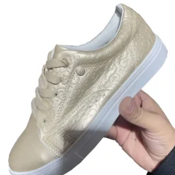 Women's White Casual Lace-Up Sneakers with Cushioned Sole - Trendy Everyday Walking Shoes