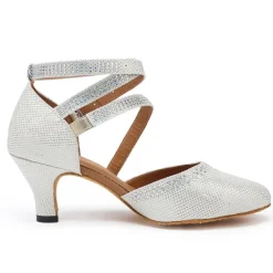 Women's White Crystal - Encrusted Strappy Dance Shoes, Soft Suede Sole & Round Toe, Elegant for Ballroom & Latin Dance