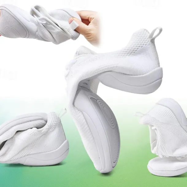 Women's White Dance Sneakers – Lightweight Breathable Performance Shoes for Jazz, Hip-Hop, Cheer, and Fitness