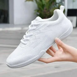 Women's White Dance Sneakers – Lightweight Breathable Performance Shoes for Jazz, Hip-Hop, Cheer, and Fitness