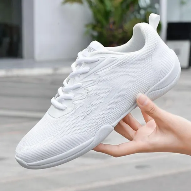 Women's White Dance Sneakers – Lightweight Breathable Performance Shoes for Jazz, Hip-Hop, Cheer, and Fitness