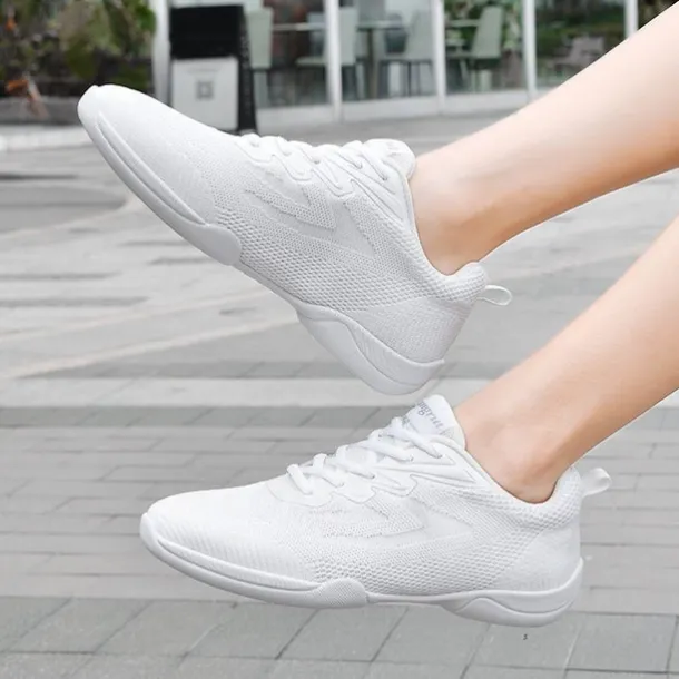 Women's White Dance Sneakers – Lightweight Breathable Performance Shoes for Jazz, Hip-Hop, Cheer, and Fitness