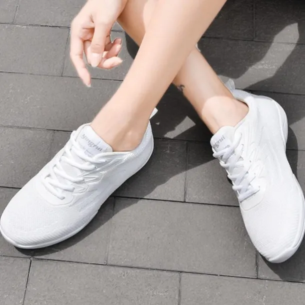 Women's White Dance Sneakers – Lightweight Breathable Performance Shoes for Jazz, Hip-Hop, Cheer, and Fitness