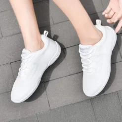 Women's White Dance Sneakers – Lightweight Breathable Performance Shoes for Jazz, Hip-Hop, Cheer, and Fitness