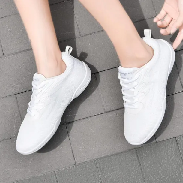 Women's White Dance Sneakers – Lightweight Breathable Performance Shoes for Jazz, Hip-Hop, Cheer, and Fitness
