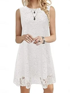 Women's White Dress Mini Dress with Sleeve Date Streetwear Crew Neck Short Sleeve Black White Burgundy Color