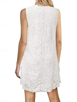 Women's White Dress Mini Dress with Sleeve Date Streetwear Crew Neck Short Sleeve Black White Burgundy Color