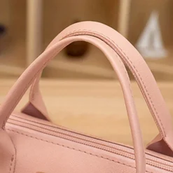 Women's White Faux Leather Handbag with Top Handle and Front Buckle Detail – Elegant Structured Satchel for Office, Travel, and Daily Use