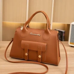 Women's White Faux Leather Handbag with Top Handle and Front Buckle Detail – Elegant Structured Satchel for Office, Travel, and Daily Use