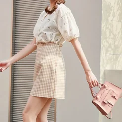 Women's White Faux Leather Handbag with Top Handle and Front Buckle Detail – Elegant Structured Satchel for Office, Travel, and Daily Use