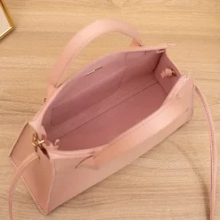 Women's White Faux Leather Handbag with Top Handle and Front Buckle Detail – Elegant Structured Satchel for Office, Travel, and Daily Use