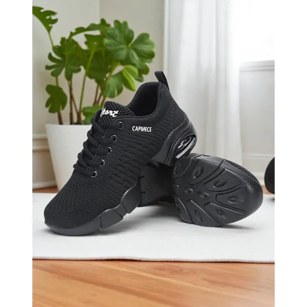 Women's White Jazz Dance Sneakers - Breathable Lace-Up Shoes for Practice, Performance & Fitness Dance Classes