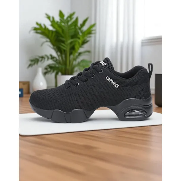 Women's White Jazz Dance Sneakers - Breathable Lace-Up Shoes for Practice, Performance & Fitness Dance Classes